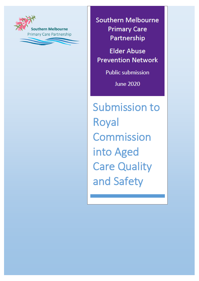 image of cover page for SMPCP submission to the Royal Commission into Aged Care Quality and Safety